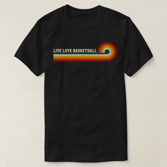 Camiseta Retro Stripes Live Love Basketball (Diseño del anverso)