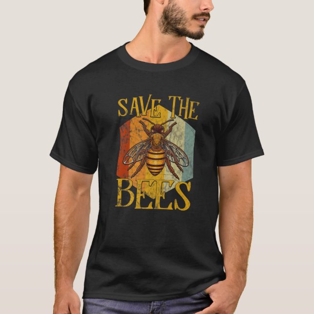 Camiseta Retro Style Bee Beekeeper Graphic Earth Day Save T (Anverso)