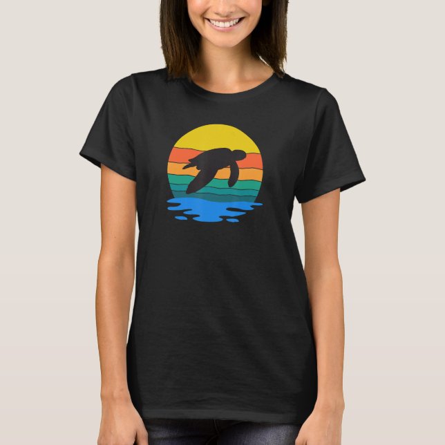 Camiseta Retro Style Turtle Silhouette Save The Turtles Und (Anverso)