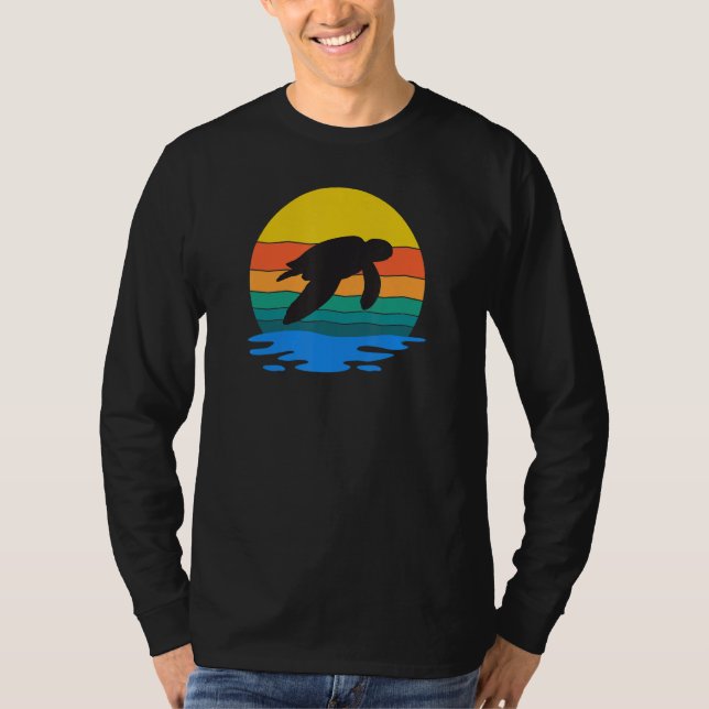 Camiseta Retro Style Turtle Silhouette Save The Turtles Und (Anverso)