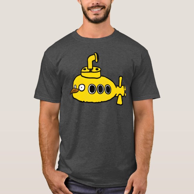 Camiseta Retro submarino de pájaro amarillo (Anverso)