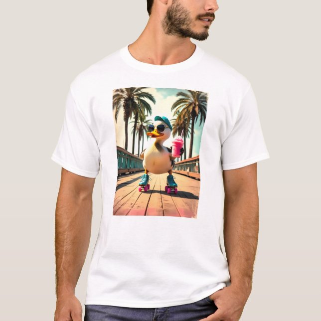 Camiseta Retro Summer Funny Roller Duck  (Anverso)