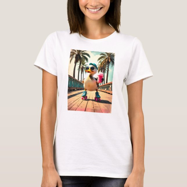 Camiseta Retro Summer Funny Roller Duck  (Anverso)