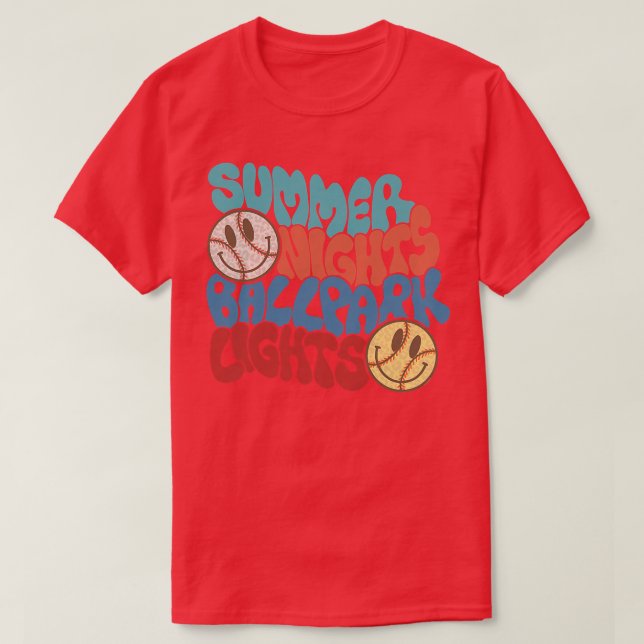 Camiseta Retro Summer Nights And Ballpark Lights Baseball S (Diseño del anverso)