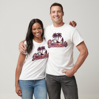 Camiseta Retro Summer Vibes Palm Tree Beach