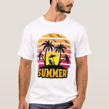 Retro Summer Vibes T-Shirt - Palm Tree Sunset Beac
