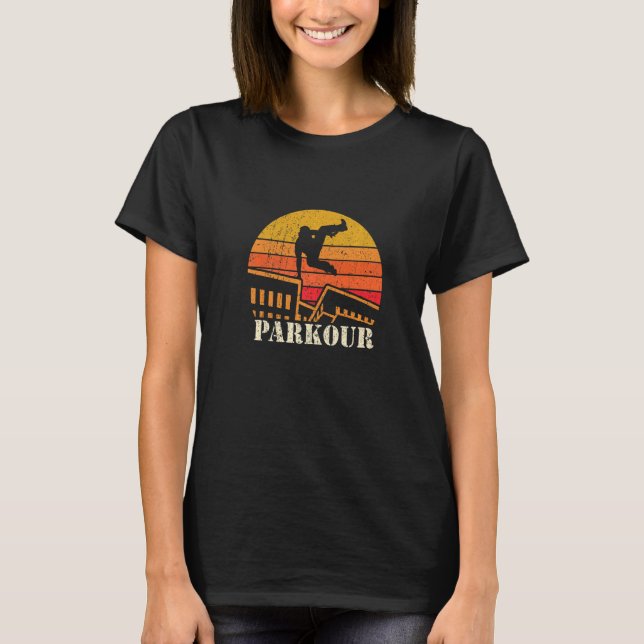 Camiseta Retro Sun Parkour Freestyle Backflip Free Runner  (Anverso)