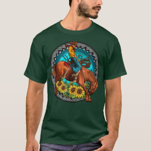 Camiseta Retro Sunflower Cowboy Riding Horse Rodeo Western