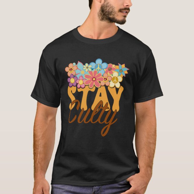 Camiseta Retro Sunflower Hippie Stay Culty Positive Mind Ha (Anverso)