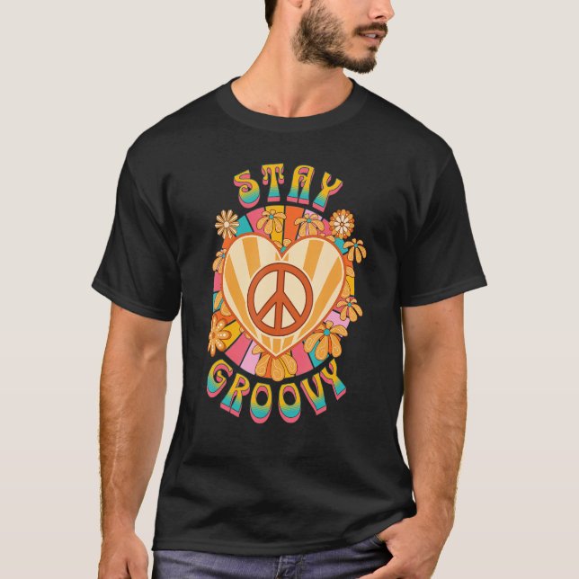 Camiseta Retro Sunflower Hippie Stay Groovy Positive Mind H (Anverso)