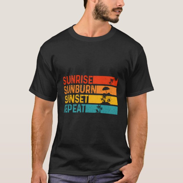Camiseta Retro Sunrise Sunburn Sunset Repetir vacaciones de (Anverso)