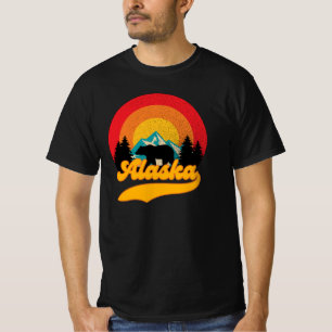 Camiseta Retro Sunset Alaska Juneau Bear Mountains Wild AK