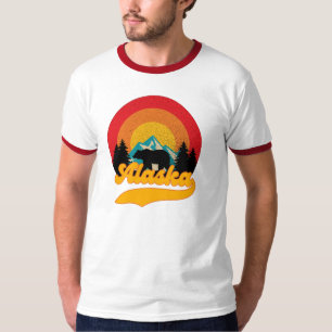 Camiseta Retro Sunset Alaska Juneau Bear Mountains Wild AK