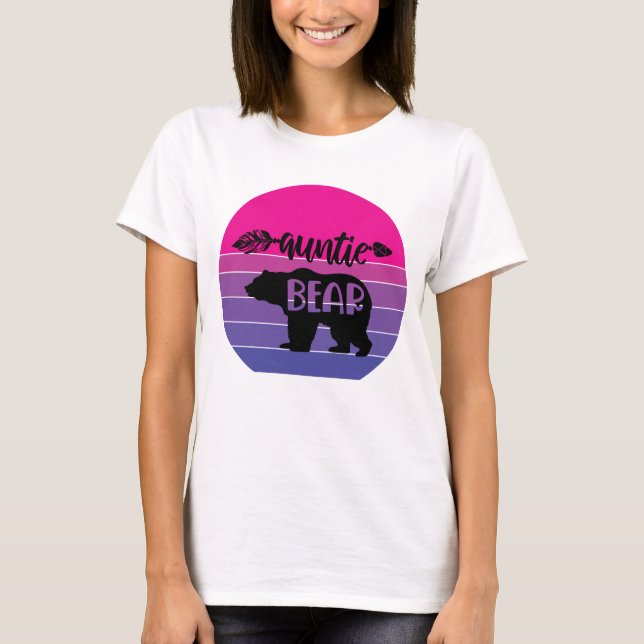 Camiseta Retro Sunset Auntie Bear (Anverso)