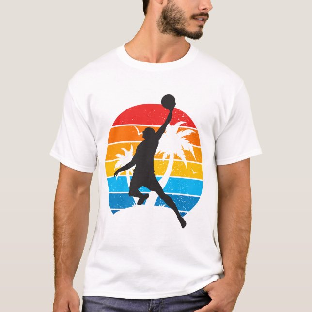 Camiseta Retro Sunset Basketball Dunk Hoop Sports  (Anverso)
