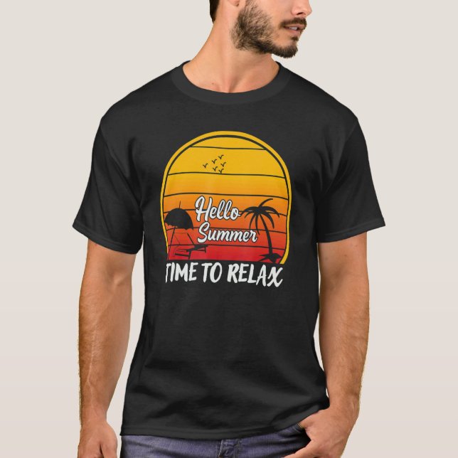 Camiseta Retro Sunset Beach Es Hora De Relajarse Vacaciones (Anverso)