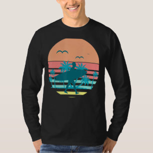 Camiseta Retro Sunset Beach Palm Treds Aves Surfer Tropica