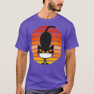Camiseta Retro Sunset Black Cat con máscara facial Happy Co