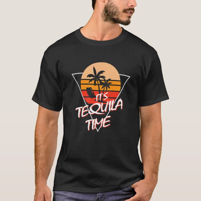 Camiseta Retro Sunset es Tequila Time Funny Berunk Premium (Anverso)