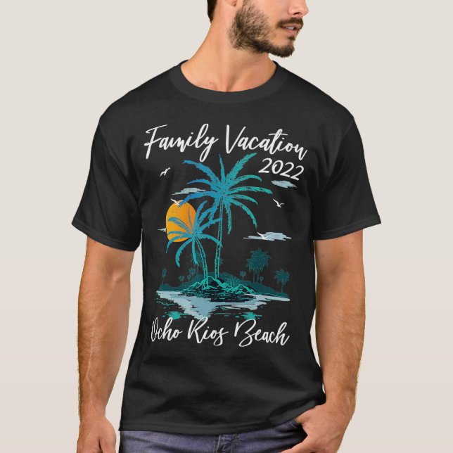Camiseta Retro Sunset Family Vacation 2022 Jamaica Ocho Rio (Anverso)