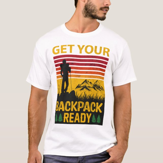 Camiseta Retro Sunset Get Your Backpack Ready Trekking Tee (Anverso)