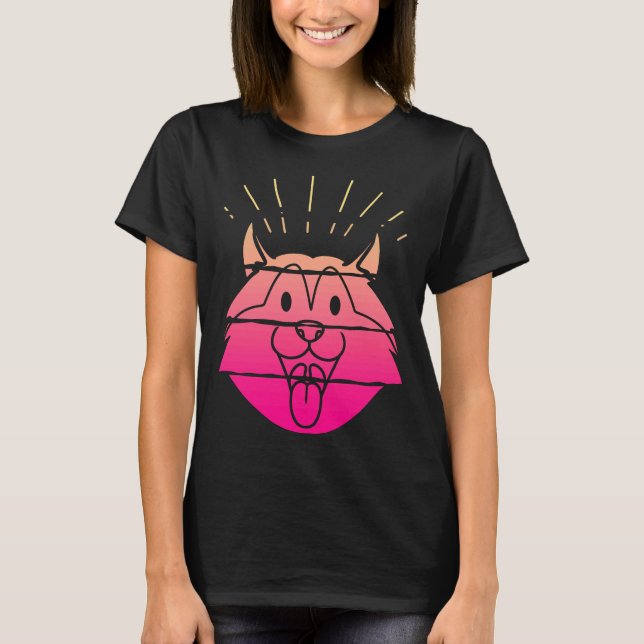 Camiseta Retro Sunset Happy Husky (Anverso)