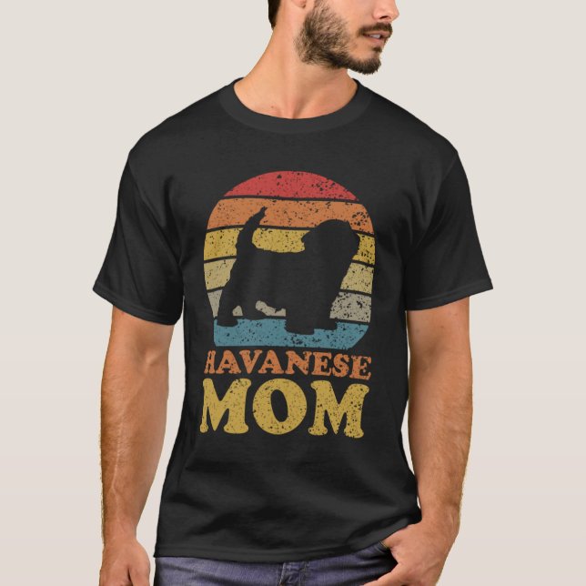 Camiseta Retro Sunset Havanese Dog Mom T-Shirt (Anverso)