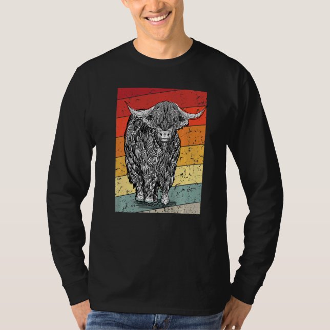 Camiseta Retro Sunset Highland Cows Women Girls Cow (Anverso)