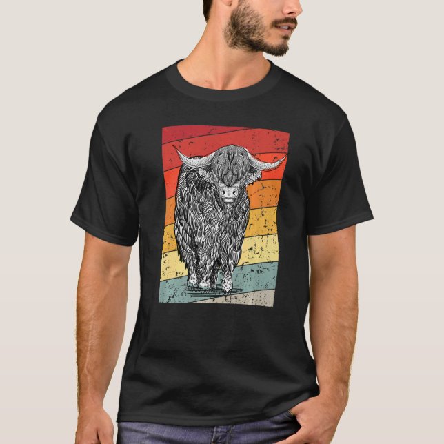 Camiseta Retro Sunset Highland Cows Women Girls Cow (Anverso)