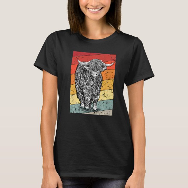 Camiseta Retro Sunset Highland Cows Women Girls Cow (Anverso)