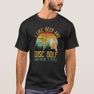 Camiseta Retro Sunset I Like Beer & Disk Golf Basket Frisbe