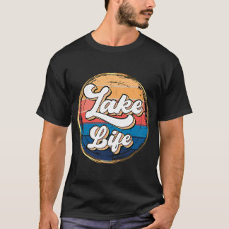 Camiseta Retro Sunset Lake Life Hombres & Mujeres Aman Camp