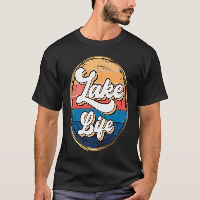 Camiseta Retro Sunset Lake Life Men & Women Loves Camping S (Anverso)