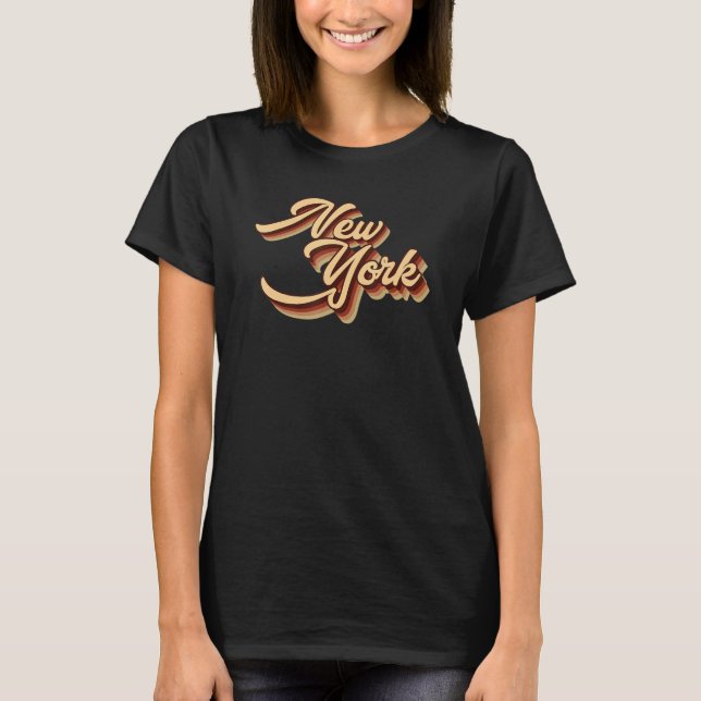 Camiseta Retro Sunset New York State Para Hombres Mujeres N (Anverso)