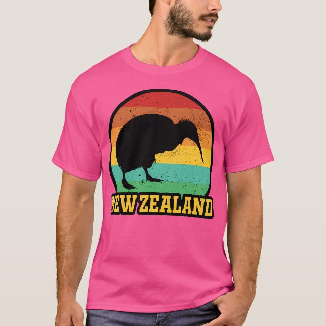 Camiseta Retro Sunset New Zealand Kiwi (Anverso)