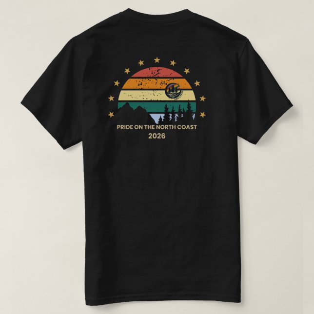 Camiseta Retro Sunset North Coast Pride (Reverso del diseño)