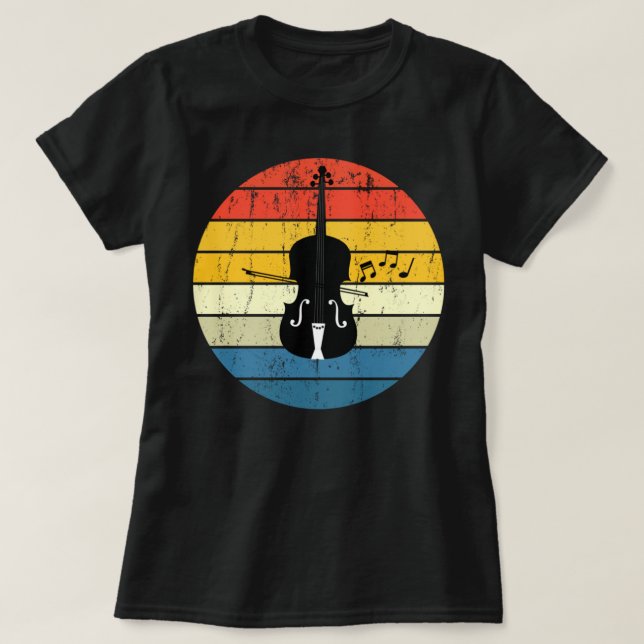 Camiseta Retro Sunset Orchestra Cello Player Cellist Jazz M (Diseño del anverso)