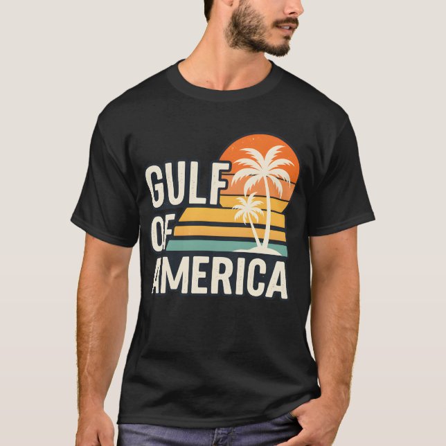 Camiseta Retro Sunset Palm T-Shirt del Golfo de América (Anverso)