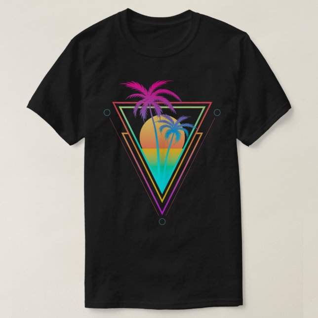 Camiseta Retro Sunset Palm Tree Aesthetic Design (Diseño del anverso)