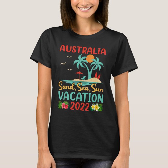 Camiseta Retro Sunset Palm Tree Beach Vacation 2022 Austral (Anverso)