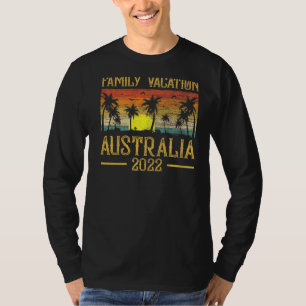 Camiseta Retro Sunset Palm Tree Family Vacation 2022 Austra