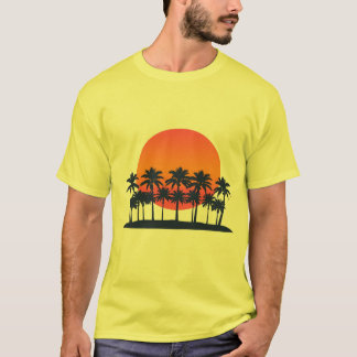 Camiseta Retro Sunset Palm Trees - Minimalista Sum