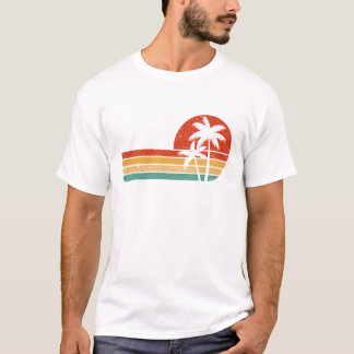 Camiseta Retro Sunset Palm Trees Vintage Beach