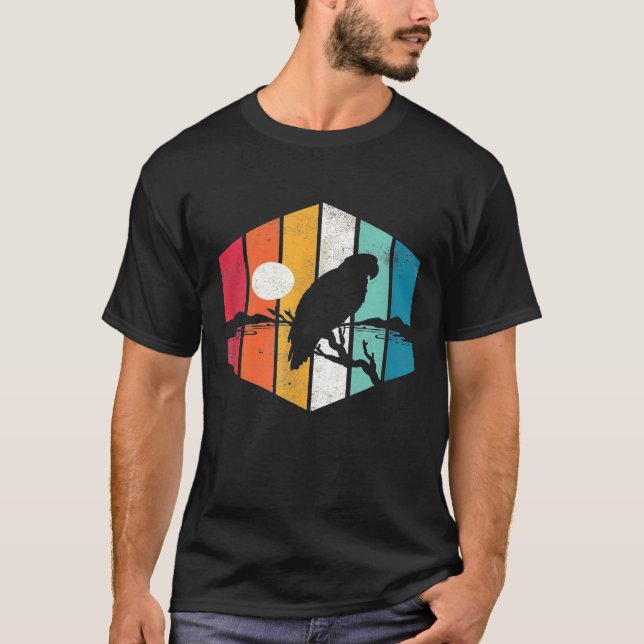 Camiseta Retro Sunset Parrot Silhouette Birb Meme Mascota B (Anverso)