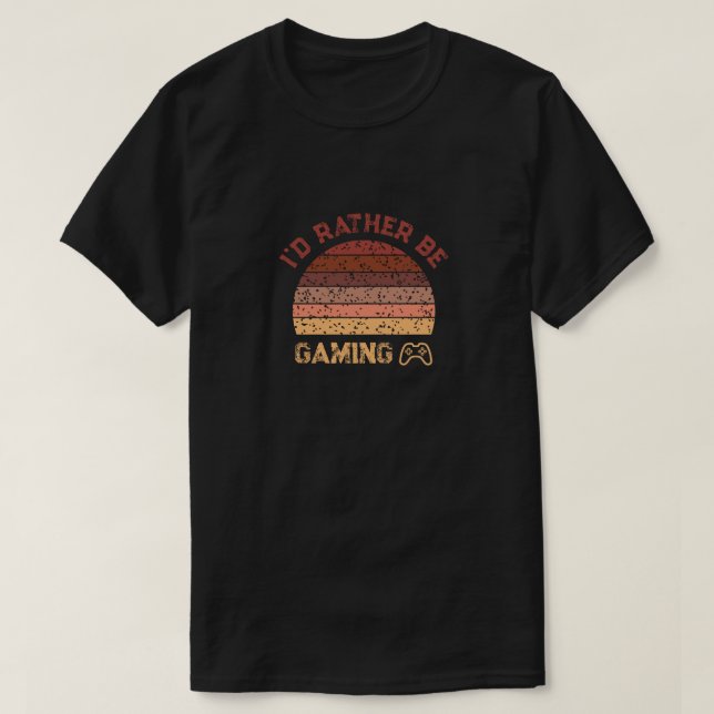 Camiseta Retro Sunset Prefiero Estar Jugando (Diseño del anverso)