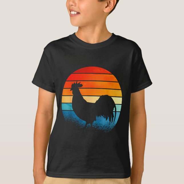 Camiseta Retro Sunset Rooster Chicken Lover  (Anverso)