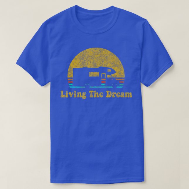 Camiseta Retro Sunset RV Living The Dream Camping Gift  (Diseño del anverso)