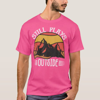 Camiseta Retro-Sunset sigue jugando fuera del Camping Mo