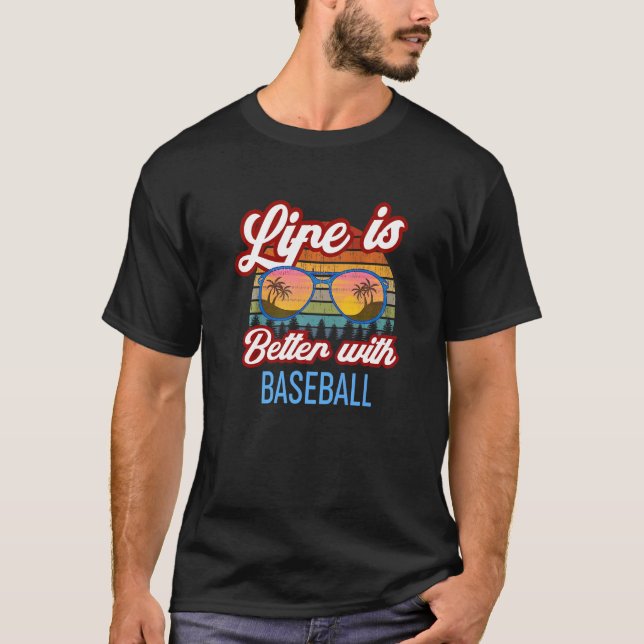 Camiseta Retro Sunset Slogan   With Baseball (Anverso)