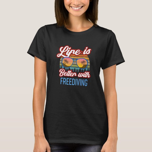 Camiseta Retro Sunset Slogan   With Freediving (Anverso)